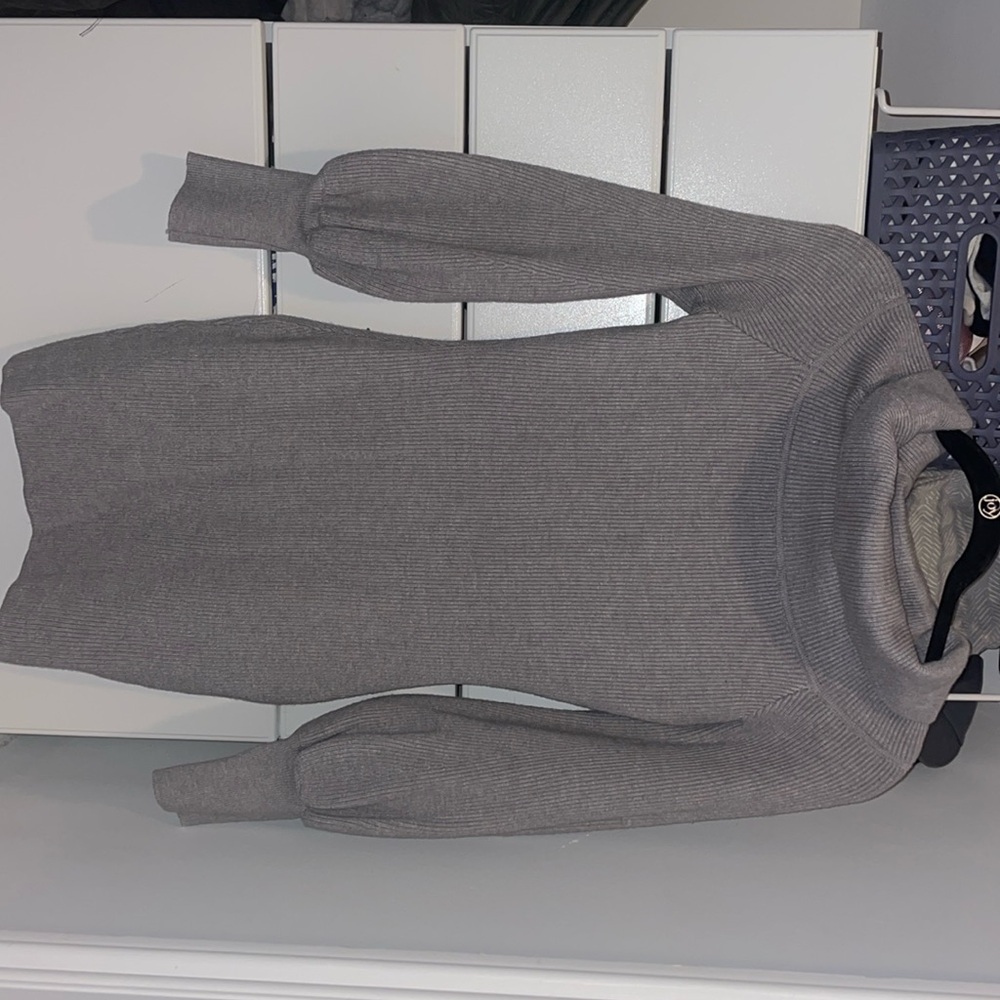 Off the shoulder sweater dress with puffer sleeves
